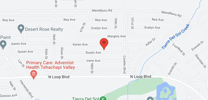 map of 9841 Susan Avenue California City, CA 93505